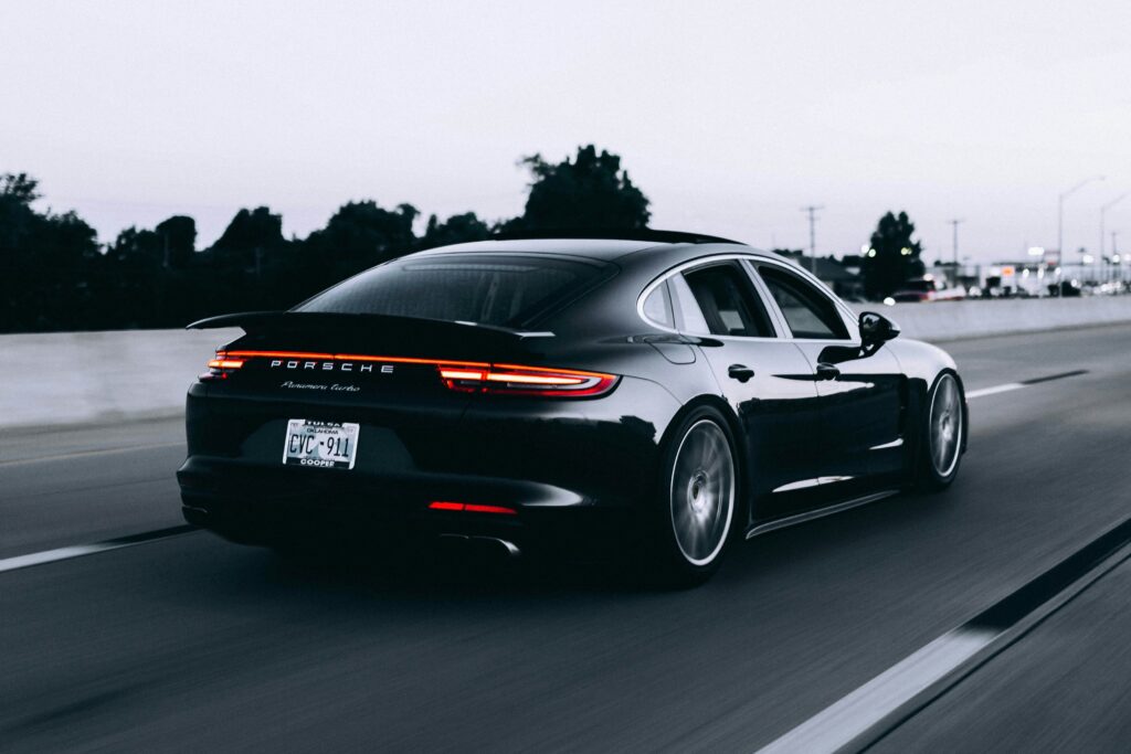 black Porsche car